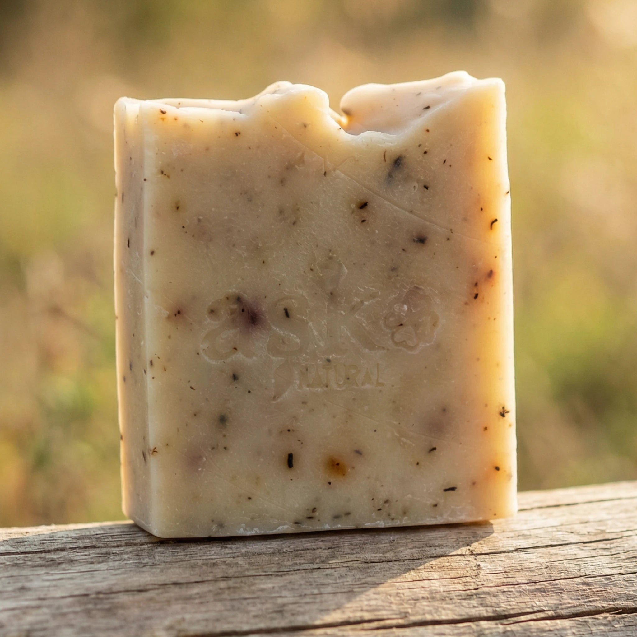 Handgemachte Johanniskrautöl Seife von ASK Natural, nachhaltig, vegan und palmölfrei hergestellt.